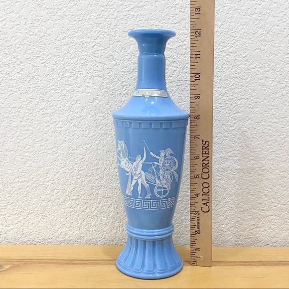 Vintage 1960’s Jim Beam Greek Roman Style Blue Milk glass Decanter NO LID - Picture 4 of 12